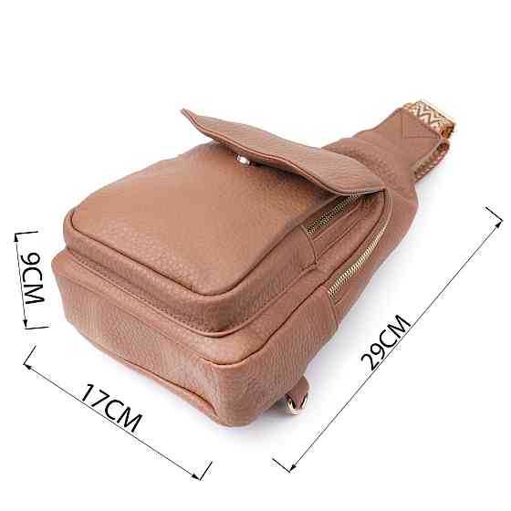 Практична жіноча сумка з однією лямкою через плече з великозернистої екошкіри Vintage 22764 Коричневий Київ