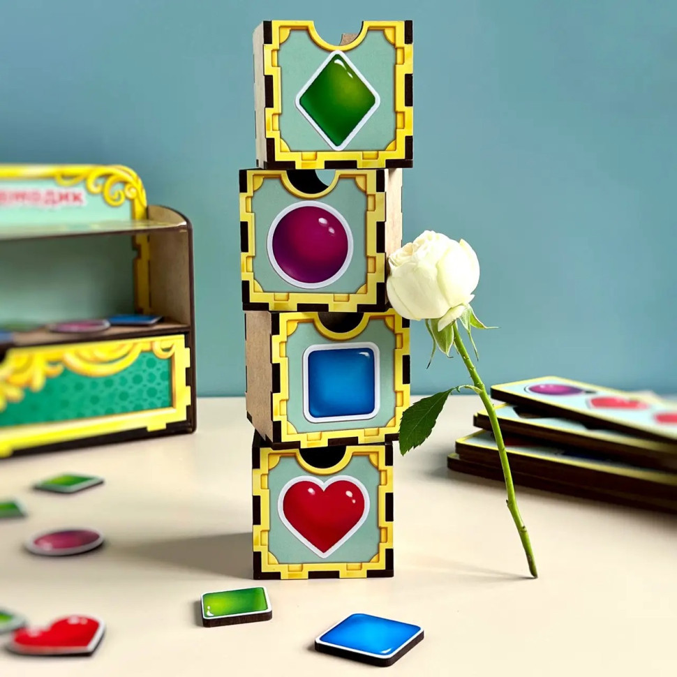 Дерев'яна настільна гра "Фігури" Ubumblebees (ПСД072) PSD072 сортер-комодик Вінниця - фото 2