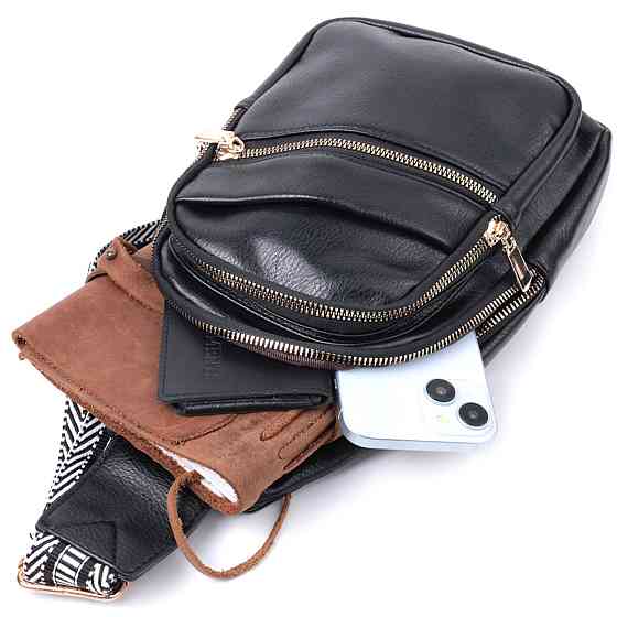 Цікава жіноча сумка з однією лямкою через плече з екошкіри Vintage 22759 Чорний Київ