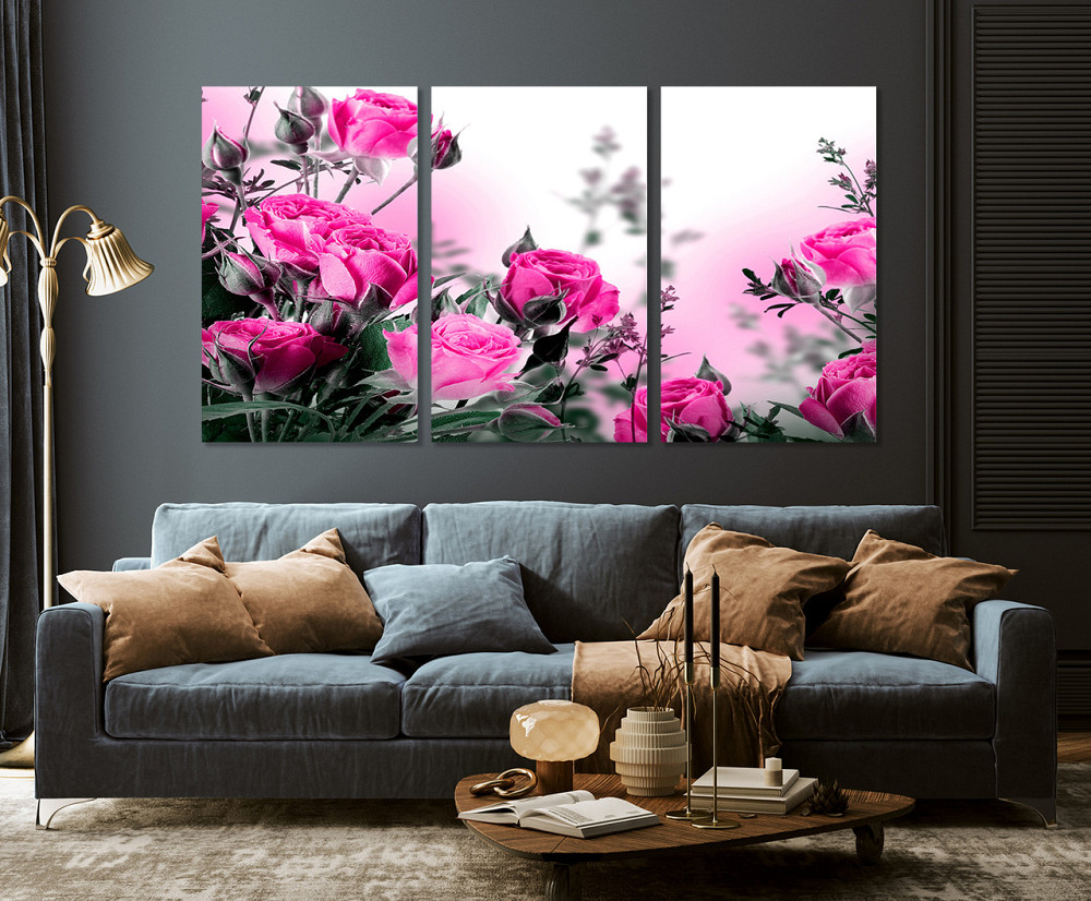 Модульна картина у вітальню/ спальню Рожеві троянди    ART-011_3A 100х150 см Київ - фото 3