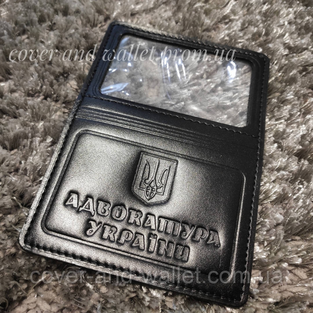 Шкіряна обкладинка на посвідчення адвоката чорного кольору PS Leather Київ - фото 3