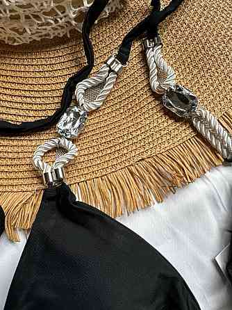 Белый раздельный купальник с камнями Черный S Харьков