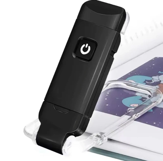 Акумуляторна LED лампа прищепка для читання USB, портативний ліхтарик для книги, 3 режими, чорна Київ