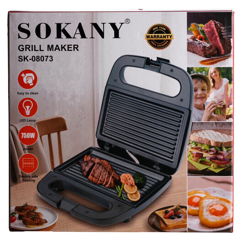 Електрогриль Sokany з антипригарним покриттям 750 Вт Київ - фото 6