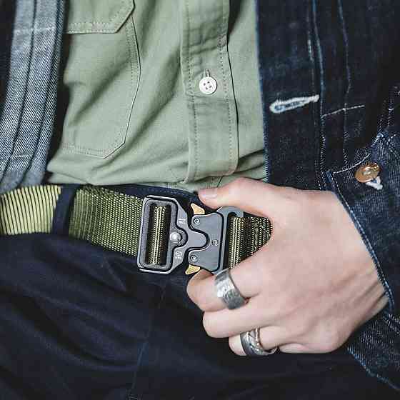 Тактический ремень 125 см Tactical Belt, Оливковый / Армейский ремень с пряжкой Cobra Киев