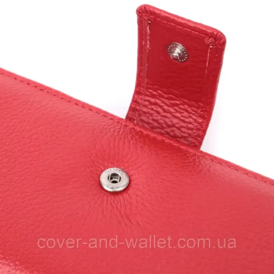 Стильный женский кожаный кошелек на кнопке красного цвета ST Leather 268 Киев