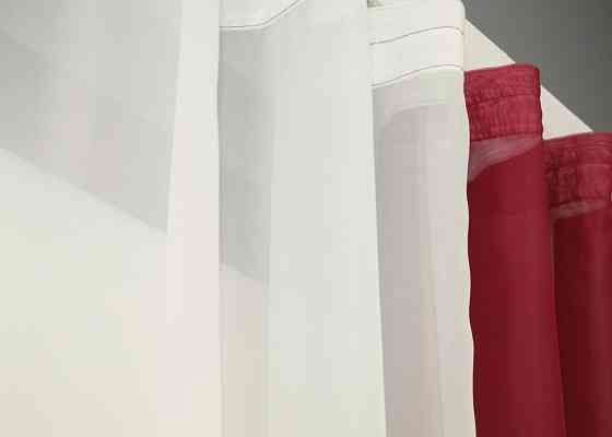 Кухонні штори VR-Textil № 017к комбіновані з підв'язками красный с молочным 265х170 см (52-0925) Киев