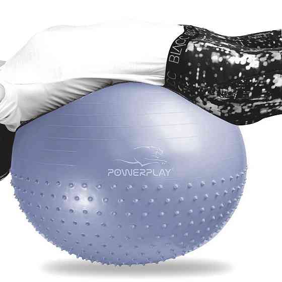 М'яч для фітнесу (фітбол) напівмасажний PowerPlay 4003 Ø75 cm Gymball Sky Blue + помпа Кам'янське