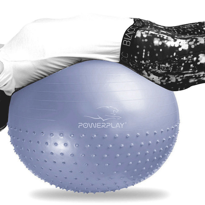 М'яч для фітнесу (фітбол) напівмасажний PowerPlay 4003 Ø75 cm Gymball Sky Blue + помпа Кам'янське - фото 3
