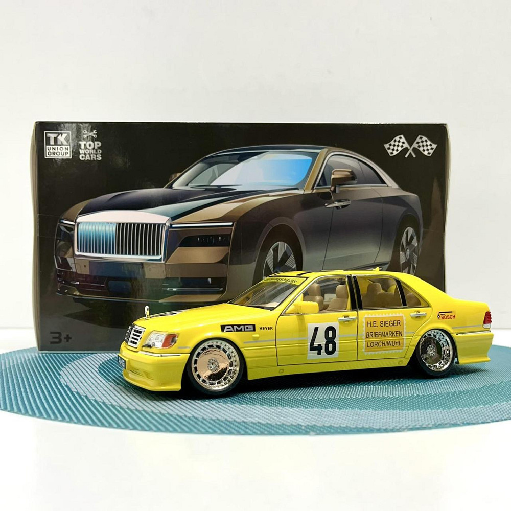 Машинка Авто Експерт Mercedes-Benz S-Class W140 металопластикова 1:24 звук світло інерція відчиняються двері капот багажник Жовта Чернігів - фото 3