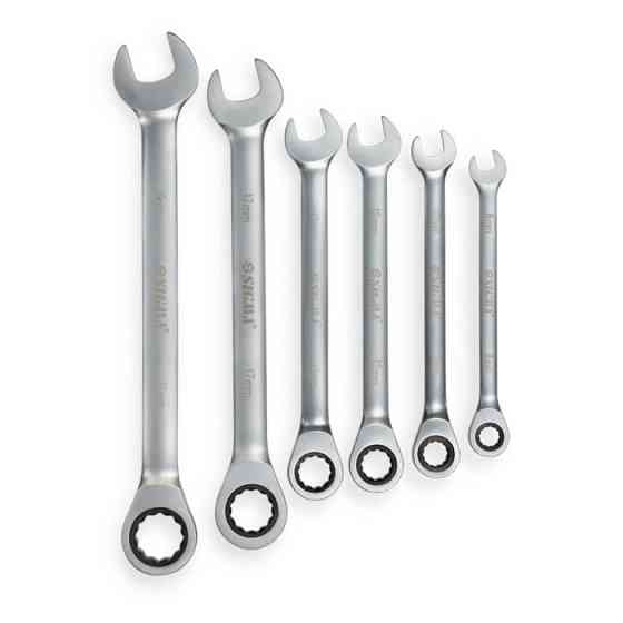 Набор ключей рожково-накидных с трещеткой 8-19 мм 6 шт (планшет) CrV Мукачево