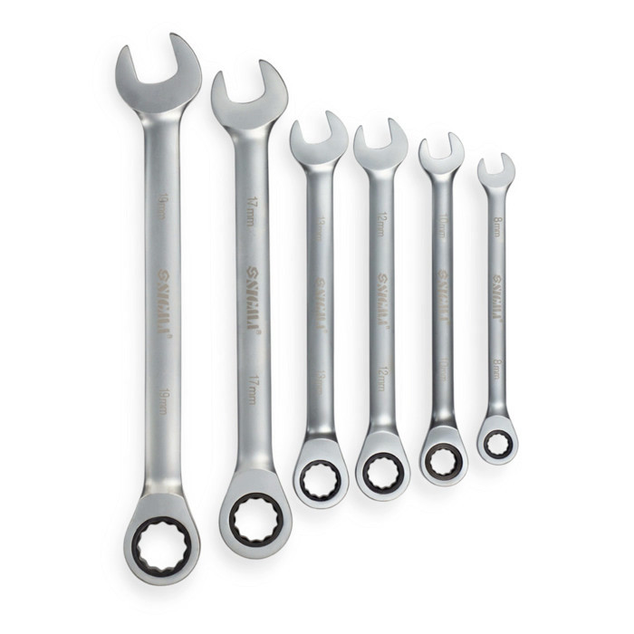 Набір ключів ріжково-накидних з тріскачкою 8-19 мм 6 шт (планшет) CrV Мукачево - фото 1