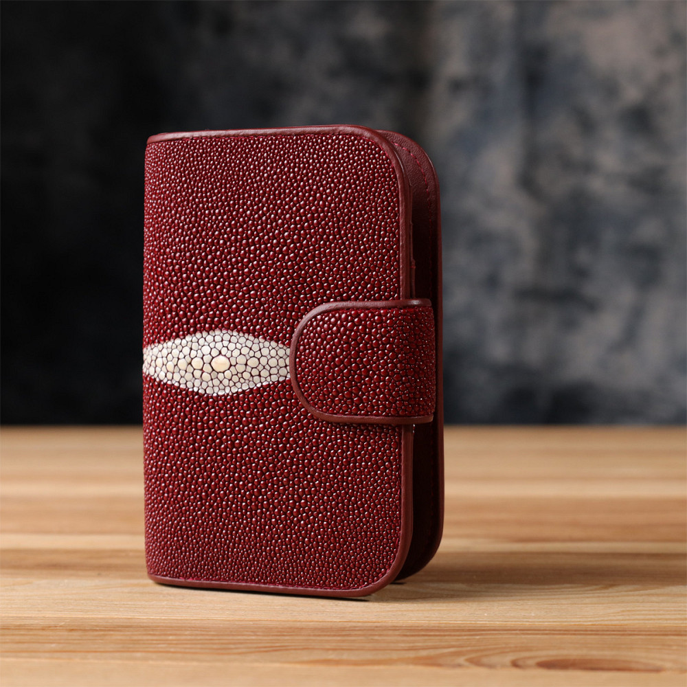 Кошелек женский STINGRAY LEATHER 18092 из натуральной кожи морского ската Бордовый Киев - изображение 7