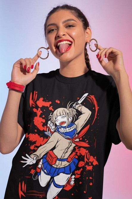 Футболка з аніме принтом Моя геройська академія оверсайз (S/M/L) Чорний AnimeJ1073 Дніпро - фото 2