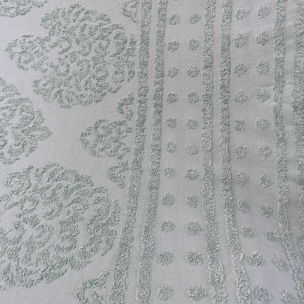 Простынь-покрывало жаккардовое махровое 100% Хлопок GM TEXTILE 150x200см 400г/м2 (Светло-серый с бирюзовым) Сумы - изображение 5