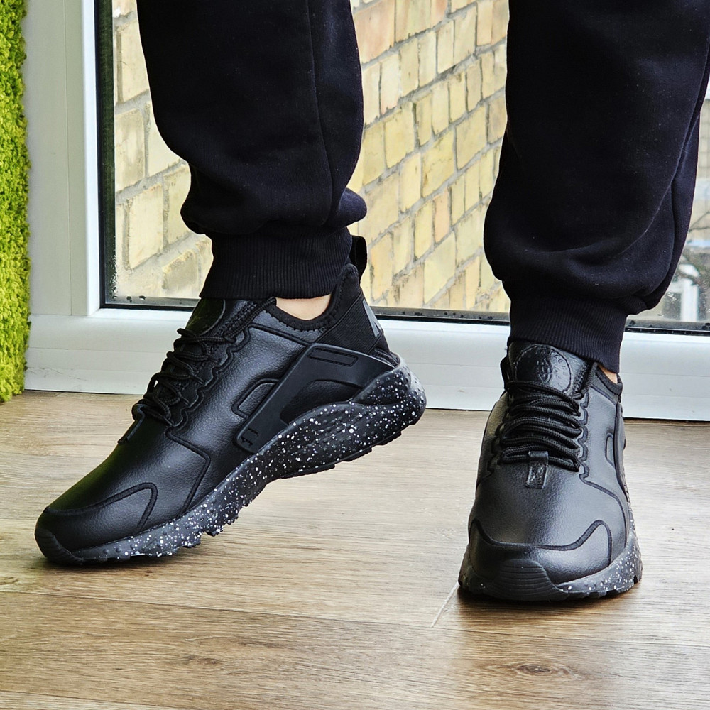 Мужские Чёрные Кроссовки Nike Huarache Кожаные Найк (размеры: 41,42,43,44,45) Видео Обзор Днепр - изображение 6