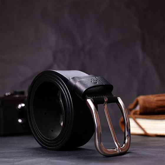 Шкіряний чоловічий ремінь під джинси Чорний (GRANDE PELLE) Київ