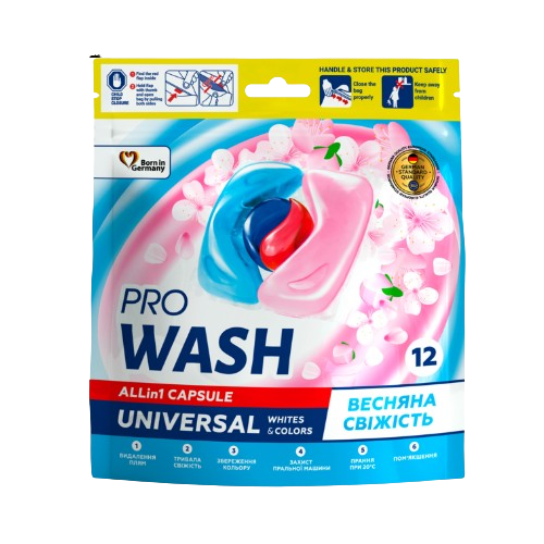 Капсули для прання 12шт (дой-пак) Весняна свіжість ProWash 2К Житомир - изображение 1