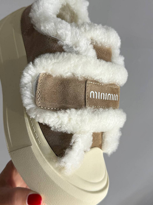 Кеды женские Hengji 15-3 с мехом и опушкой на липучке бежевые, 39, 24,5 см Киев - изображение 5