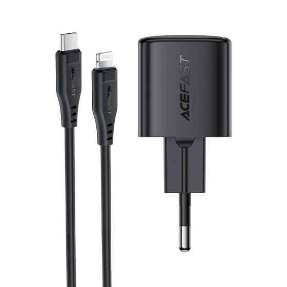 Мережевий зарядний пристрій з кабелем ACEFAST A118 PD30W mini GaN USB-C fast charger set (P16) Black Одеса
