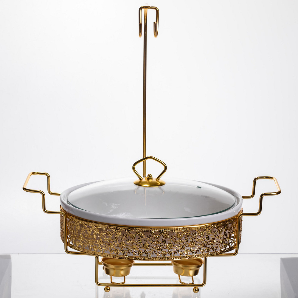 Yiwu Марміт порцеляновий настільний овальний 2 л на підставці YL-75 Коломия - фото 3