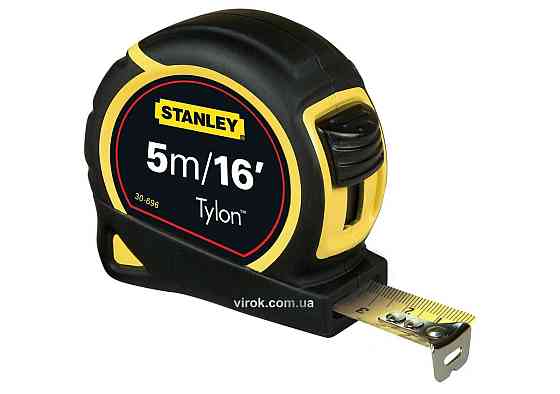 Рулетка STANLEY "Tylon" : 5 м х 19 мм (Мет/Дюйм) ергон. корпус пластик+еластом., Tylon покриття Одеса