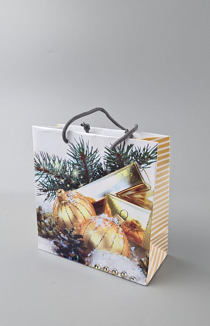 Новогодние, бумажные ,подарочные  пакеты с ручкой Чашка 16/16/8-029 (12 шт) Харьков - изображение 1
