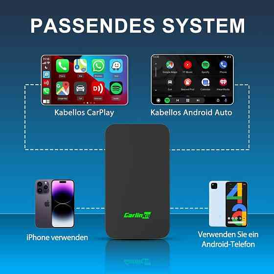 Адаптер для бездротового CarPlay та Android Auto 2в1, перехідник для дротового штатного карплей з Bluetooth та Wi-Fi Київ