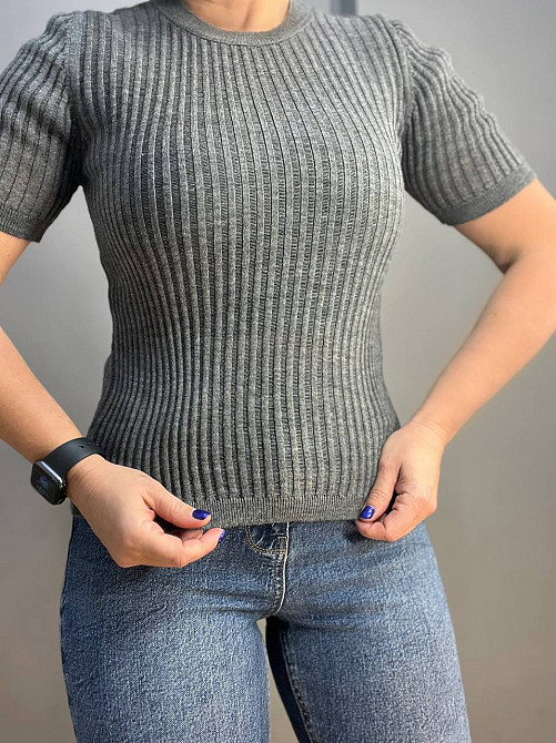 Реглан женский KARON 10624 ажурная вязкая полоса лапша короткий полупрозрачный рукав one size, серый, one size Киев - изображение 8