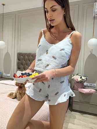 Женская летняя пижама майка с шортами с Ананасами M Харьков