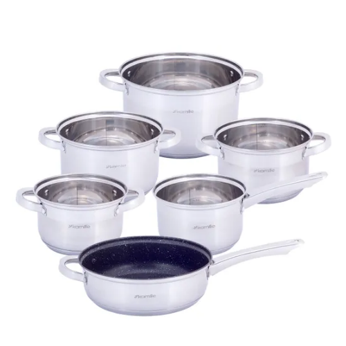 Набір каструль 12 предметів (ківш 1,8л/сковорідка d24см/каструлі 1,8/2,5/3,8/5,8л) 5634S KAMILLE Житомир - изображение 6