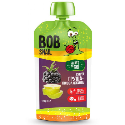 Дитяче пюре Bob Snail Равлик Боб Смузі Груша Лісова Ожина 120 г (4820219343684) Вінниця - фото 1