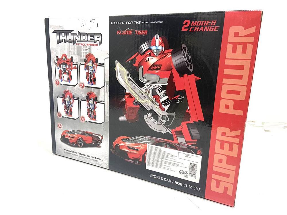 Робот трансформер Thunder перетворюється на машину 21 см Червоний (688-102) Чернігів - фото 2