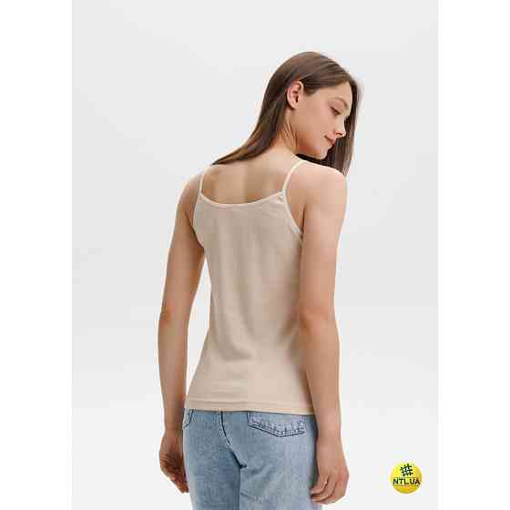 Базова однотонна жіноча майка з бавовни на тонких бретелях Наталюкс 21-2101 XL Киев