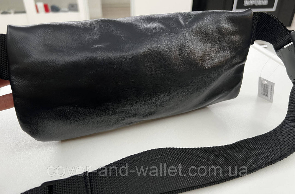 Недорогая сумка бананка из натуральной кожи в черном цвете PS Leather Киев - изображение 6