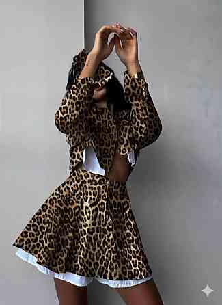 Женский стильный костюм двойка: пиджак и юбка микровельвет. Коричневый, 46/48 Одесса