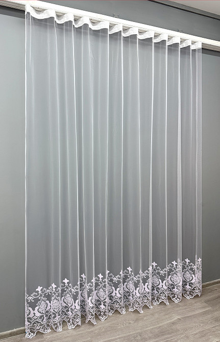 Тюль VR-Textil 1820т Фатин з вишивкою Білий 350х270 см (42-0954) Київ - фото 3