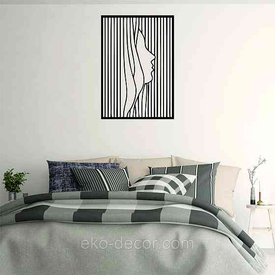 Декоративное настенное 3D Панно «Силуэт женщины», Декор на стену с объемом 110*77 см, Черный Киев