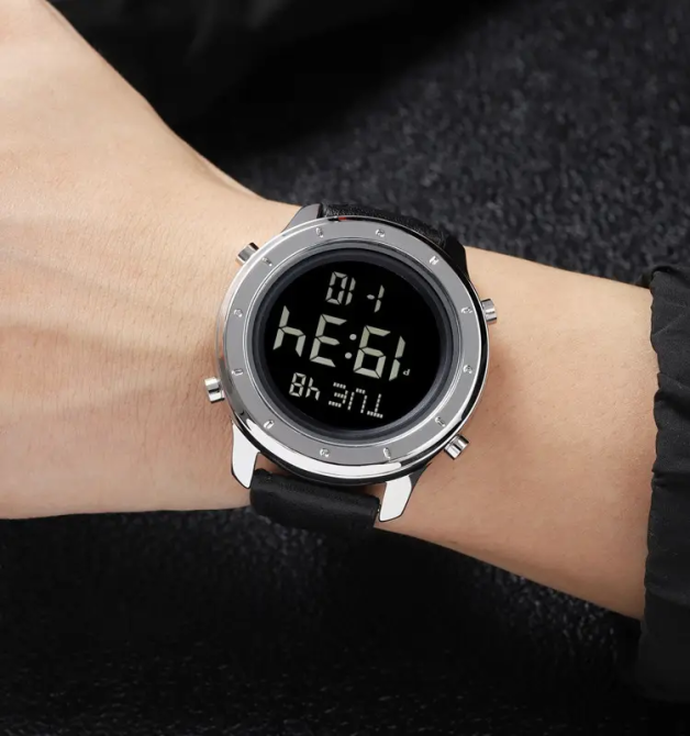 Чоловічий наручний електронний годинник Skmei 1864 (Сріблястий з чорним циферблатом) Київ - фото 8