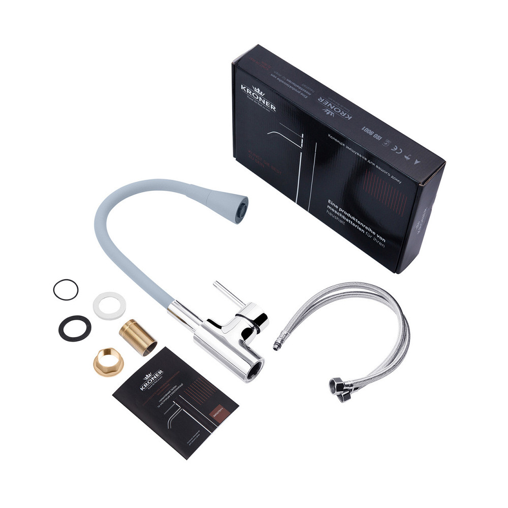 Змішувач для кухні Kroner KRP Küche - C031GRA хром/сірий Київ - фото 10