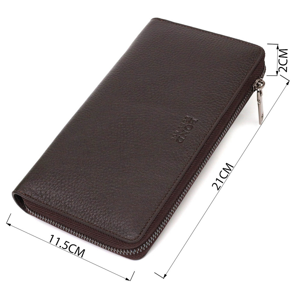 Цікавий чоловічий клатч з одним відділенням із натуральної шкіри Коричневий (BOND) Київ - фото 7