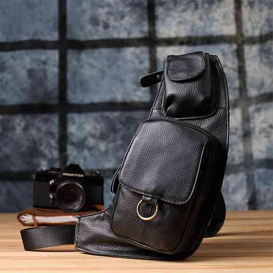 Сумка через плече з натуральної шкіри Чорний (Vintage) Київ