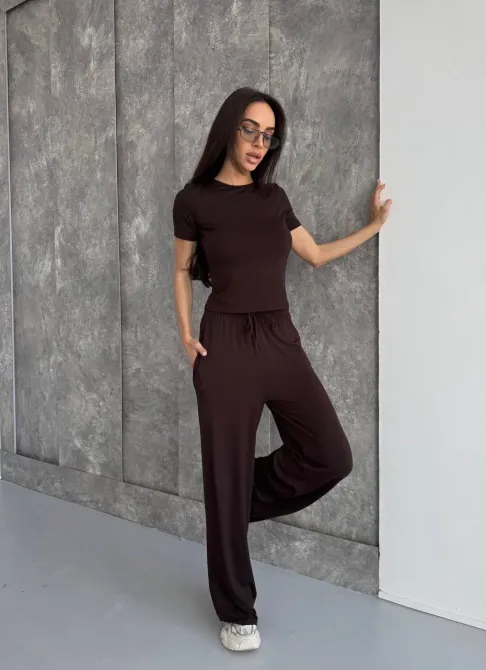 Женский костюм из вискозы с индейкой — базовый комплект футболка + брюки Одесса - изображение 19
