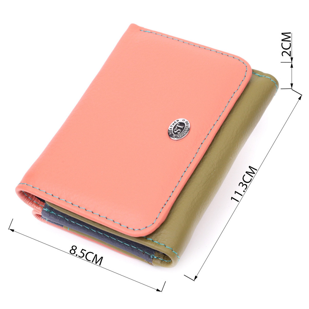 Гаманець для стильних дівчат із натуральної шкіри Різнокольоровий (ST Leather) Київ - фото 7