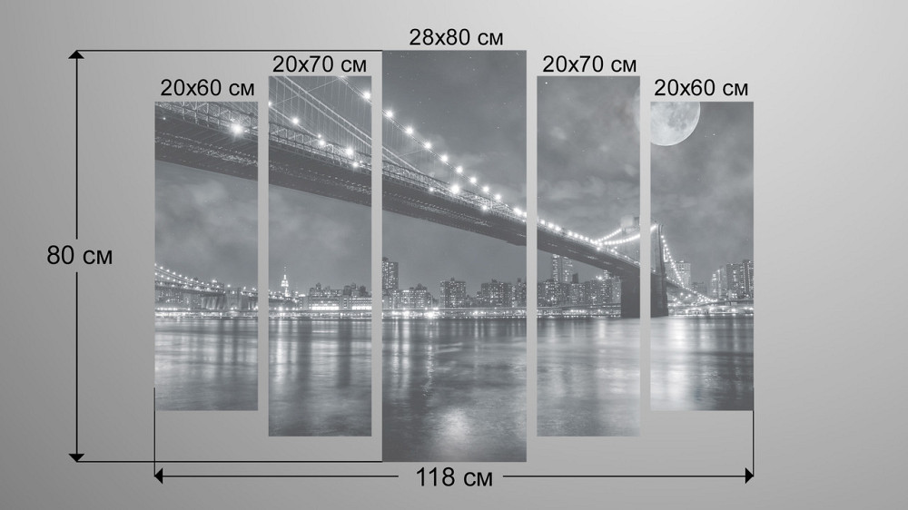 Модульная картина Город Луна Art-22_5 Киев - изображение 3