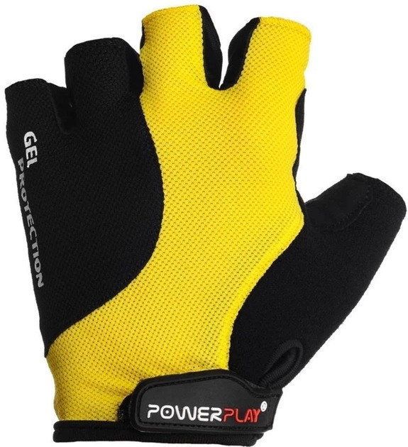 Велорукавички PowerPlay 5028 B Чорно-жовті M Каменское - изображение 2