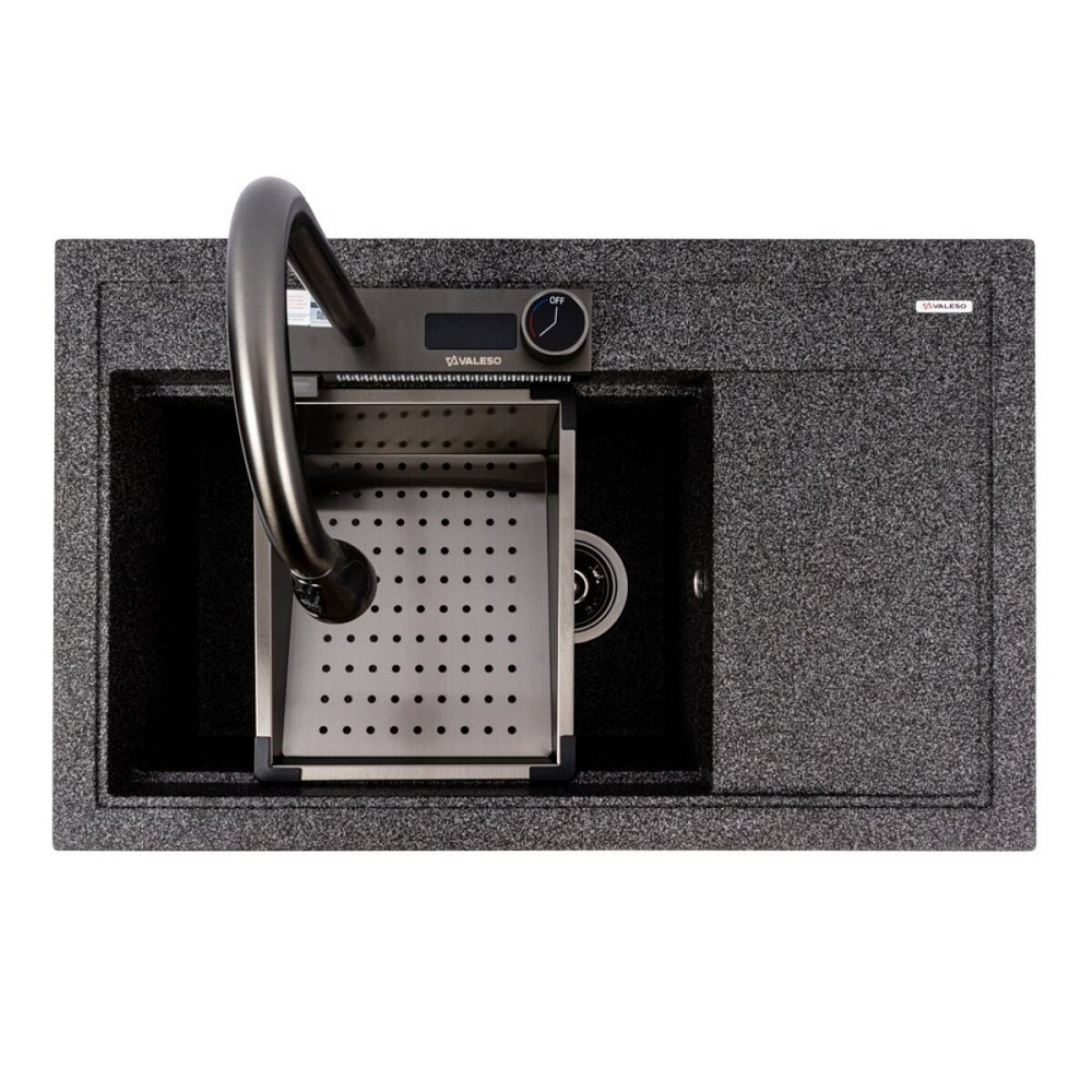 VALESO Гранітна мийка VALESO ATRUM 7950 матова Графіт Коломыя - изображение 4