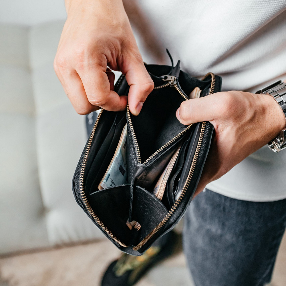 Чоловічий гаманець шкіряний, місткий гаманець із відділеннями на блискавці, Crazy Horse, чорнийMasterSem Київ - фото 5