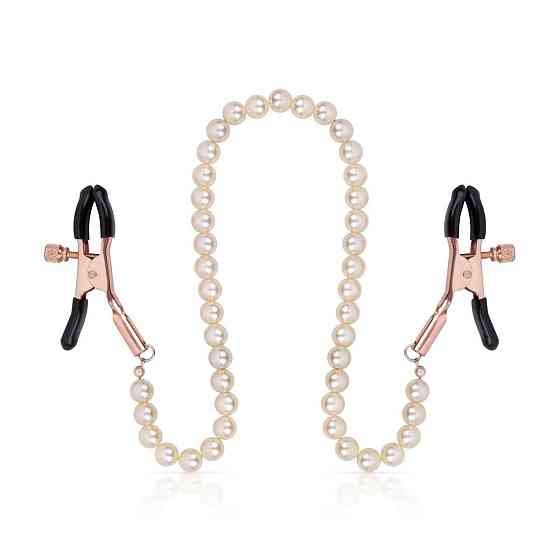 Затискачі для сосків з перлинним ланцюжком Rosy Gold - Nipple Clamps Pearls Sex Aura Київ