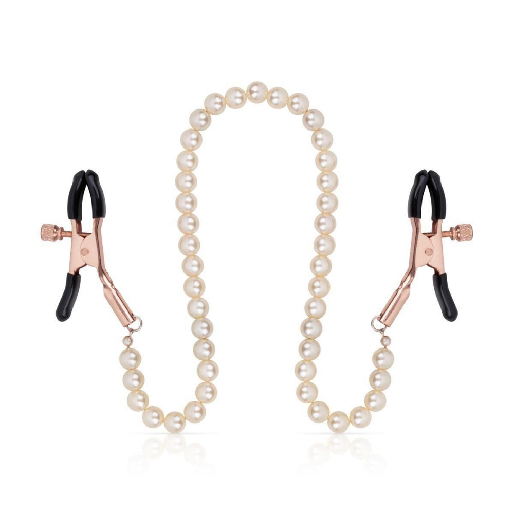 Затискачі для сосків з перлинним ланцюжком Rosy Gold - Nipple Clamps Pearls Sex Aura Київ - фото 2